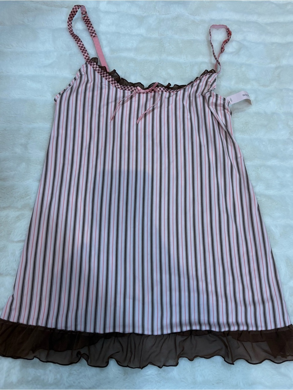 sophie b. Pink and Brown Striped Lace-Trim Camisole